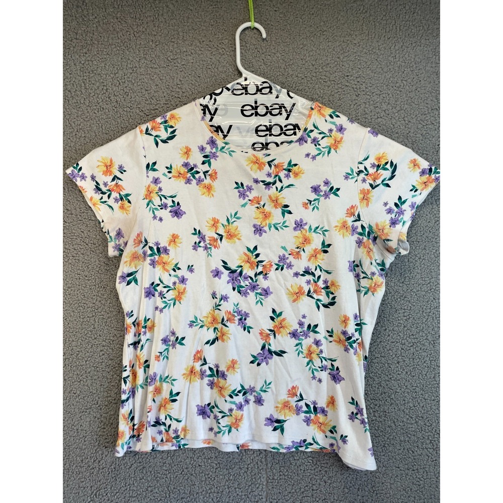 Croft & Barrow T Shirt Women's XL Multicolor Floral Short Sleeves Stretch